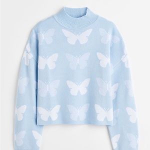 Medium Light Blue Jacquard Knit Sweater from H&M